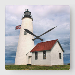 Bakers Island Lighthouse, Massachusetts Wall Clock Fyrkantig Klocka