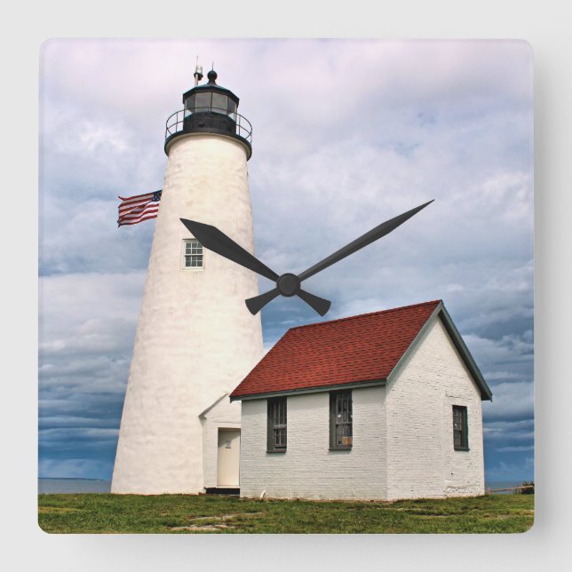 Bakers Island Lighthouse, Massachusetts Wall Clock Fyrkantig Klocka (Framsida)