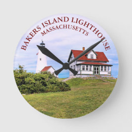 Bakers Island Lighthouse Massachusetts Wall Clock Rund Klocka