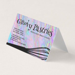 Bakers Whisk Iridescent Holografisk bakgrund Visitkort