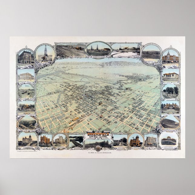 BakersField California 1901 Vintage affisch (Framsidan)