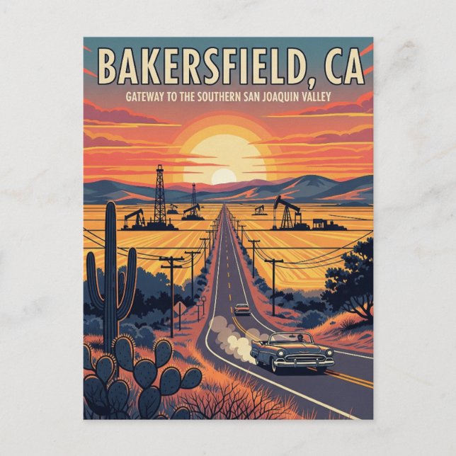 Bakersfield California Central Valley Vykort (Framsida)