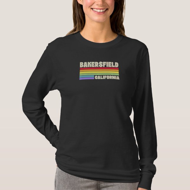 Bakersfield California Pride Rainbow Flag Gay Prid T Shirt (Framsida)