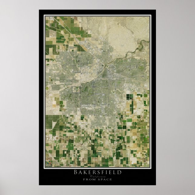 Bakersfield California Satellite Poster Karta (Framsidan)