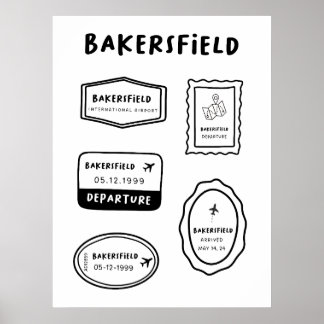 Bakersfield - Insamling av Frimärke-resor | Minima Poster