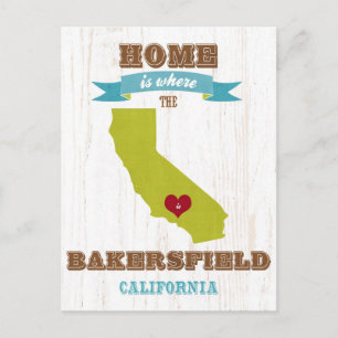 Bakersfield, Kalifornien Karta - Hem är där Vykort