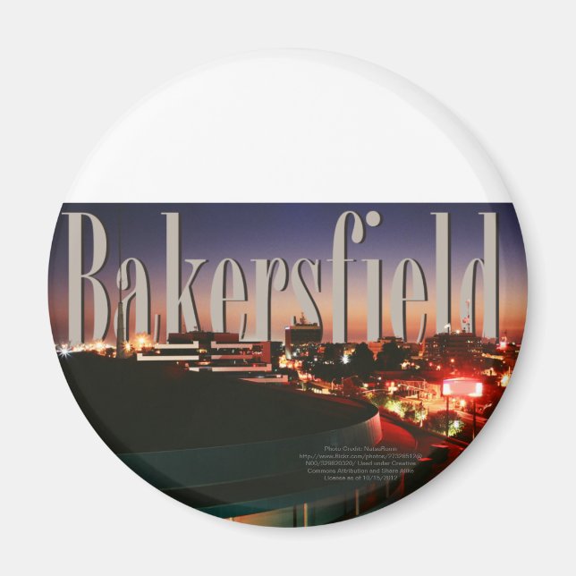 Bakersfield Skyline med Bakersfield i Himlar Magnet (Framsidan)