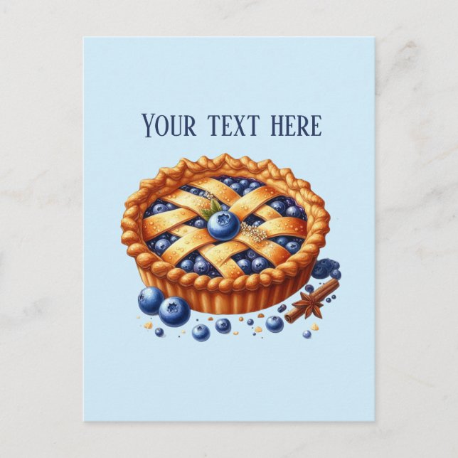  bakery add message business name blueberry pie vykort (Framsida)