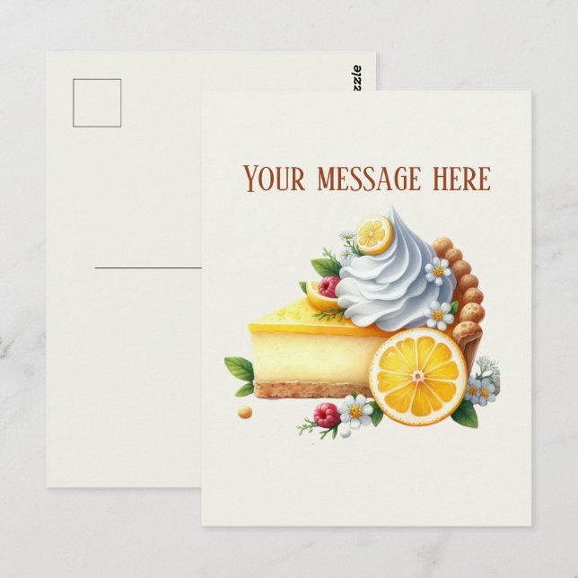 Bakery add message Business name lemon pie Vykort (Fram/baksida)