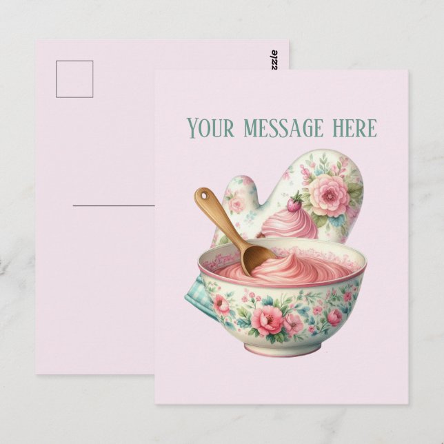 Bakery add message Business name mitt icing Vykort (Fram/baksida)