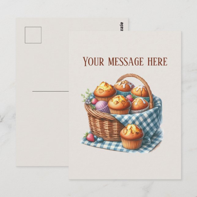 Bakery add message Business name muffins Vykort (Fram/baksida)