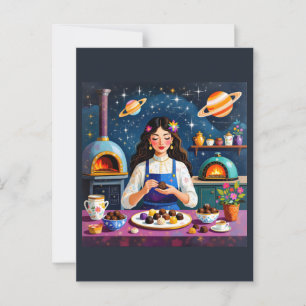 Bakery Aesthetic Girl - Culinary Major Aesthetic Vykort