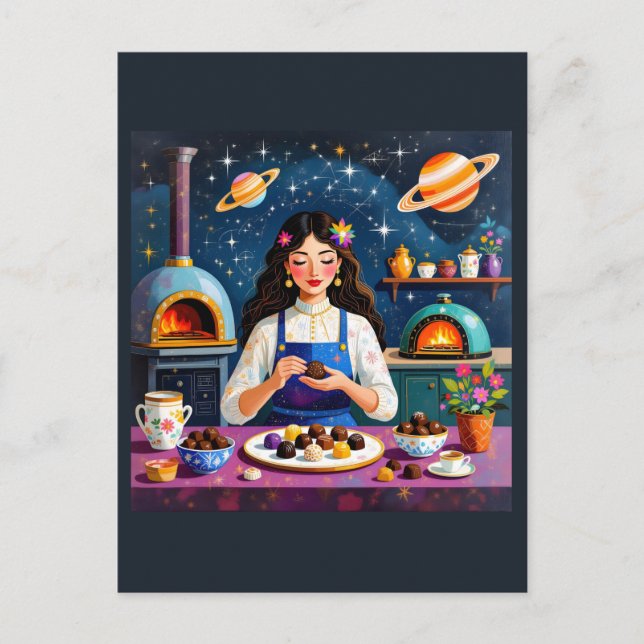 Bakery Aesthetic Girl - Culinary Major Aesthetic Vykort (Framsida)