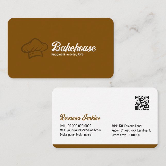 Bakery Affär kort mall med QR-kod | DP7 (Fram/baksida)