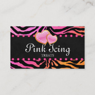 BAKERY Affärskort Zebra Rosa Dots Orange Rosa Visitkort
