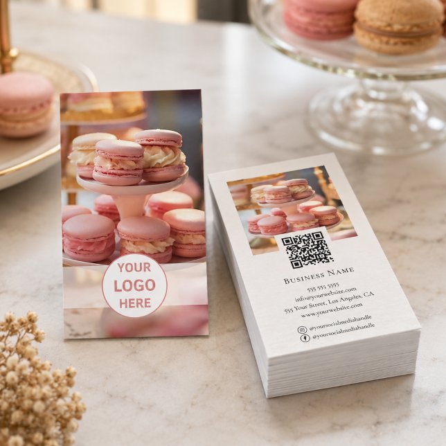 Bakery Anpassad Logotyp Foto QR-kod Visitkort (Bakery Custom Logo Photo QR Code Business Card)