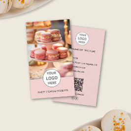 Bakery Anpassad logotyp Foto QR Rosa Företagskort Visitkort