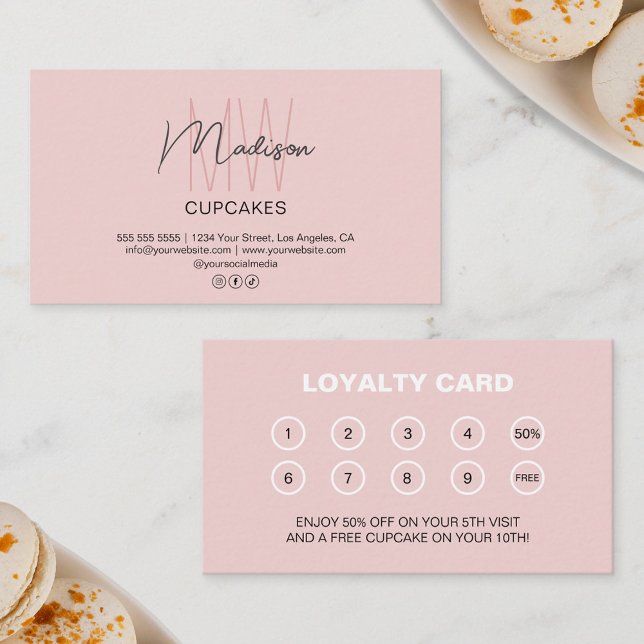 Bakery Anpassad Monogram Logotyp Affärsbelöning Lojalitetskort (Bakery Custom Monogram Logo Business Reward Loyalty Card)