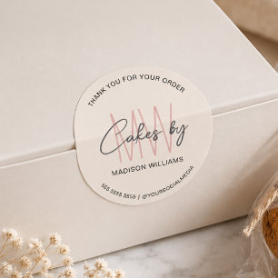 Bakery Anpassad Tårta Monogram Logotyp Runt Klistermärke