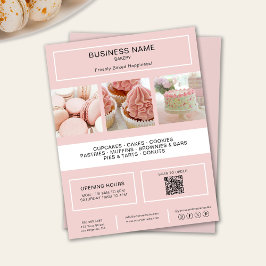Bakery Anpassningsbar Foto QR Social Media Icons Reklamblad