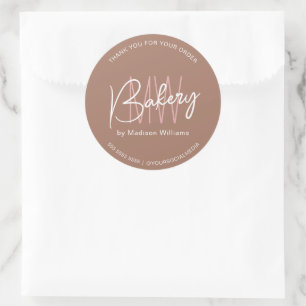 Bakery Anpassningsbar Monogram Logotyp Brown Runt Klistermärke