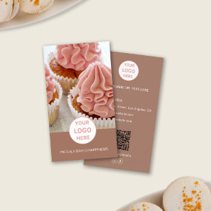 Bakery Anpassningsbar Photo Logotyp QR Brown Affär Visitkort