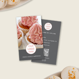 Bakery Anpassningsbar Photo Logotyp QR Grått Affär Visitkort