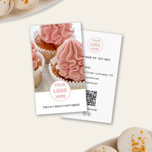 Bakery Anpassningsbar Photo Logotyp QR White Affär Visitkort