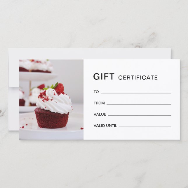 Bakery Anpassningsbar Photo QR White Gift Certific (Framsida)