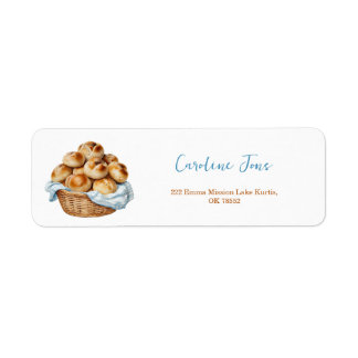 Bakery Baby Shower Adressetikett | Blå Bröd Tema Returadress Etikett
