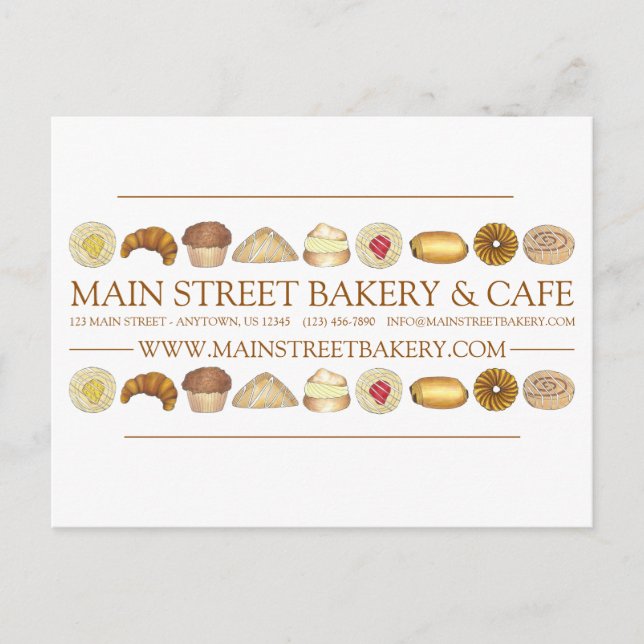 Bakery Baked Goods Croissant Donut Muffin Pastries Vykort (Framsida)