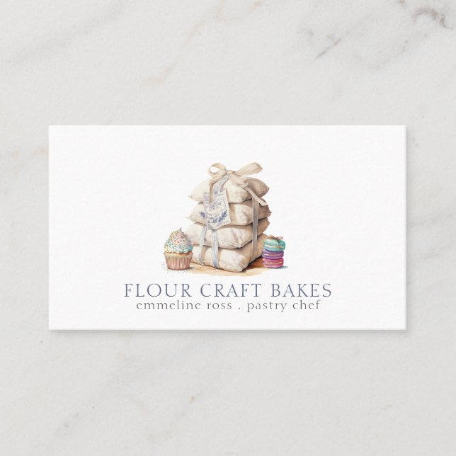 Bakery Baker Pastry Chef Flour Baged Baked Goods Visitkort (Framsida)