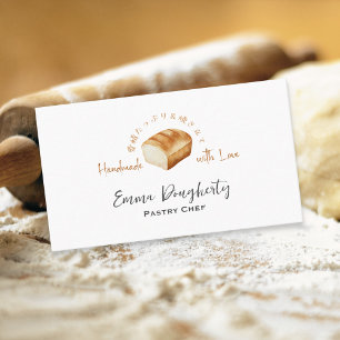 Bakery Baker White Bread Loaf Watercolor Rustic Visitkort