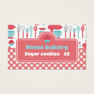 Bakery Baking Utensils Red Gingham Pris Märkre Visitkort