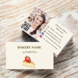 Bakery beige-gräddtårtspaket QR-kofotot Visitkort