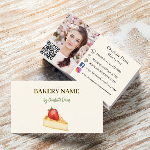 Bakery beige-gräddtårtspaket QR-kofotot Visitkort
