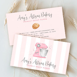 Bakery Blush Rosa Köks Standmixer Ränder Chef Visitkort