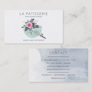 Bakery-bof för Blommigt av modern Mint Watercolor Visitkort