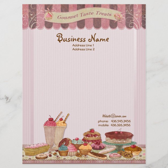 Bakery Boutique Cakes & Patisserie Letterhead Brevhuvud (Framsida)