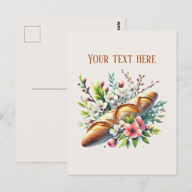 Bakery bread add message business name  vykort (Fram/baksida)