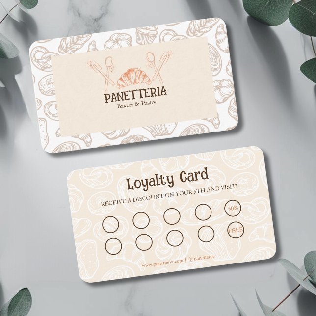 Bakery Cafe Beige och Brown Lojalitetskort (Skapare uppladdad)