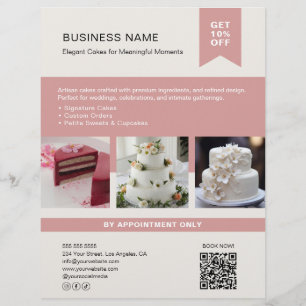 Bakery Cake Anpassningsbar Photo QR Flyer