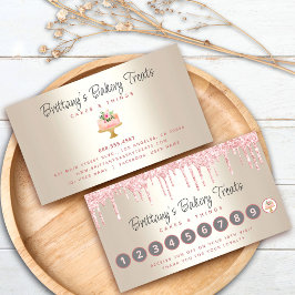 Bakery Cake Blush Rosa Glitterdroppar på Guld Ombr Lojalitetskort