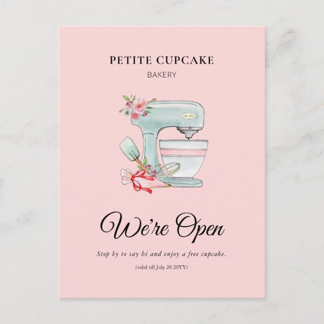 Bakery Cake mixer Vi är öppna reklamkampanjer Vykort (Framsida)