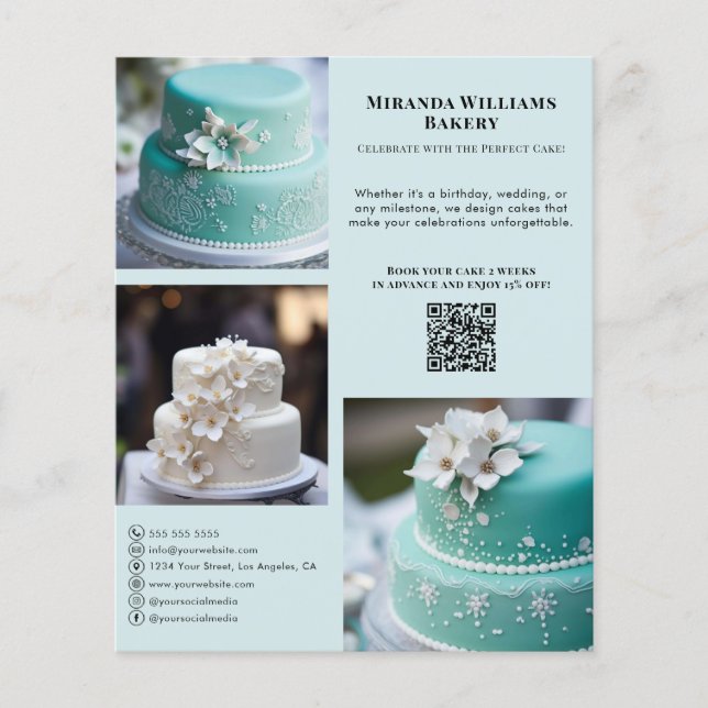 Bakery Cake Photo Social Media QR Flygblad (Framsidan)