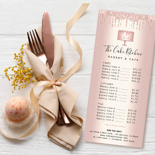 Bakery Cake Ro Guld Glitter Pastry Chef Menu Reklamkort