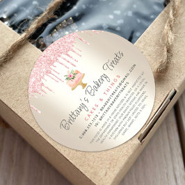 Bakery Cake Rosa Glitter Drives Guld Legal Runt Klistermärke