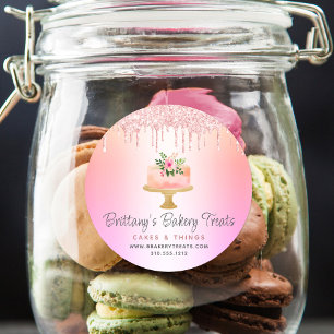 Bakery Cake Rosa Glitter Drives Rainbow Ombre Runt Klistermärke