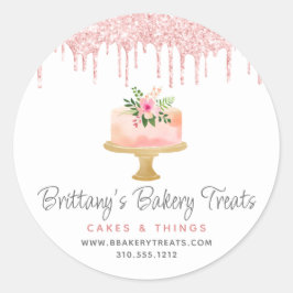 Bakery Cake Rosenskär Glitterdropp Bakelse Efterrä Runt Klistermärke