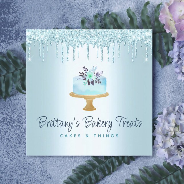 Bakery Cake Turcos Pastry Glitter Drives Dessert Fyrkantigt Visitkort (Skapare uppladdad)